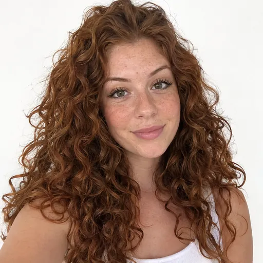 Photo to Minecraft skin example input: fictional portrait with curly red hair