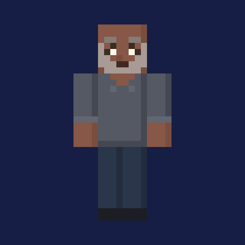 photo to Minecraft skin example – bald older man (front view)