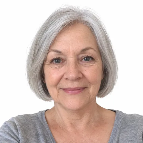 photo to Minecraft skin example – gray bob (fictional portrait)