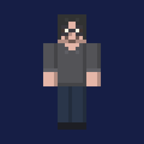 photo to Minecraft skin example – short black hair and glasses (front view)